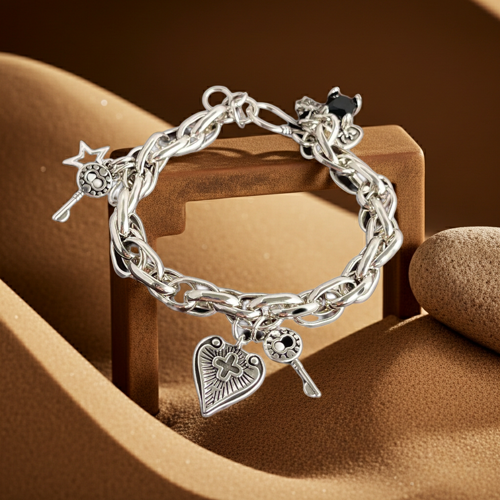 925 Sterling Silver Bracelet with Charms