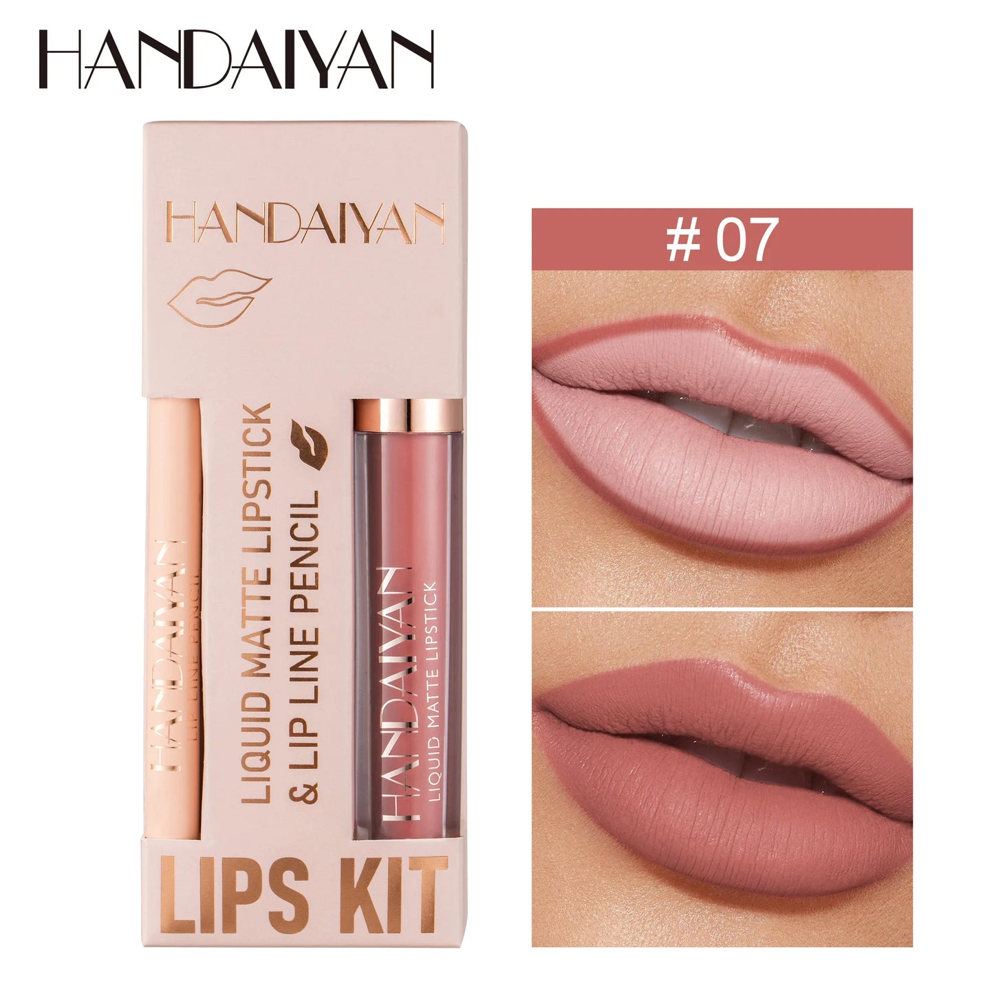 Women's 2-in-1 Liquid Lipstick Set with Lip Liner Waterproof Korean Makeup