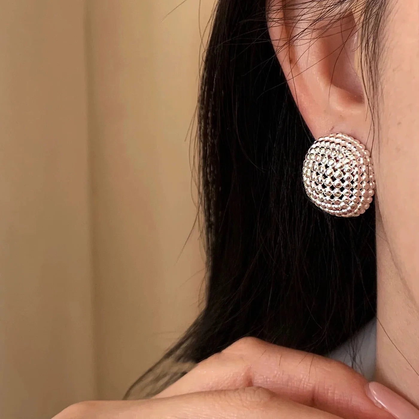 S925 Vintage Round Hollow Earring