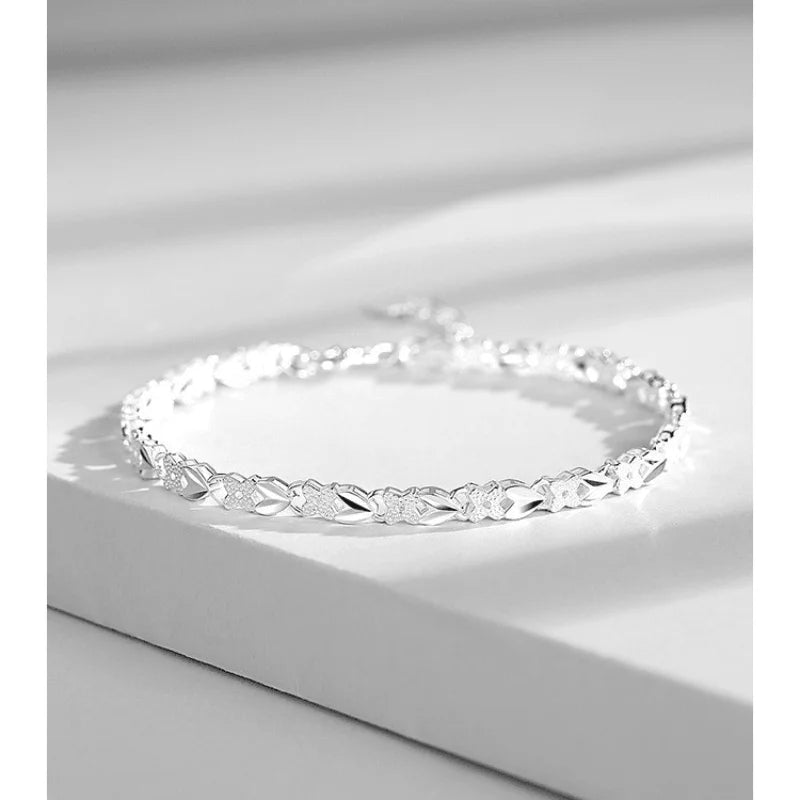Fine 925 Sterling Silver Heart Lucky Clover Bracelets