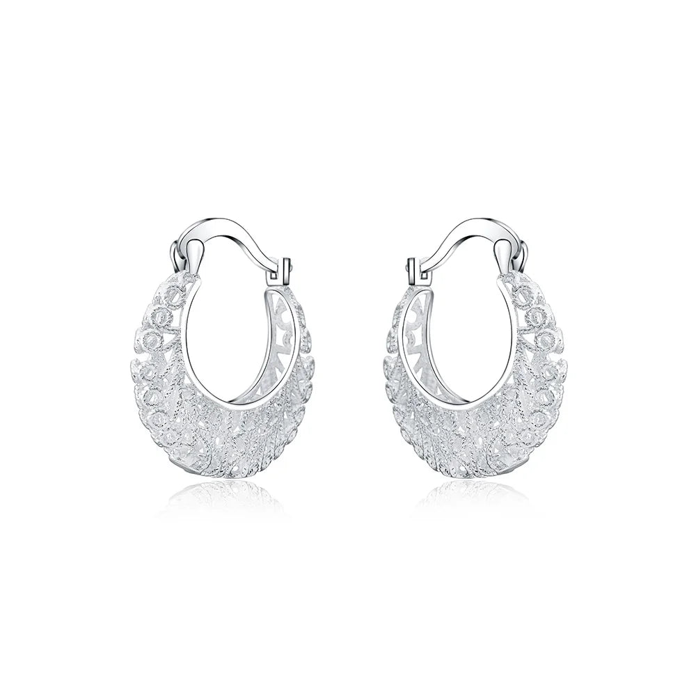 925 Sterling Silver Hollow Carved drop Earrings