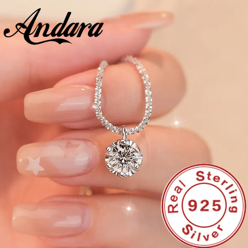 925 Sterling Silver AAAAA Zircon Pendant Necklace