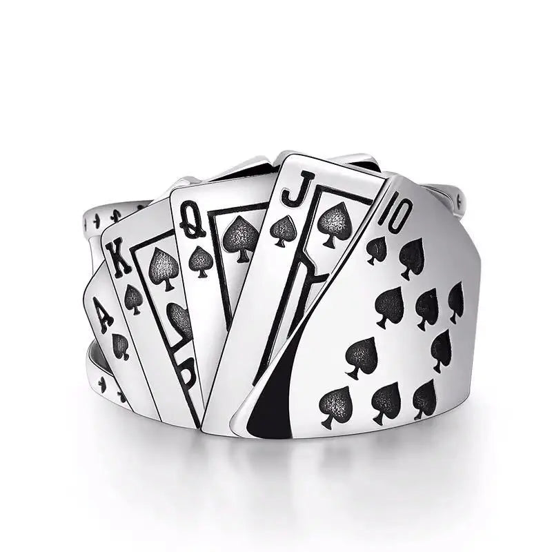 S925 Unique Poker Ring