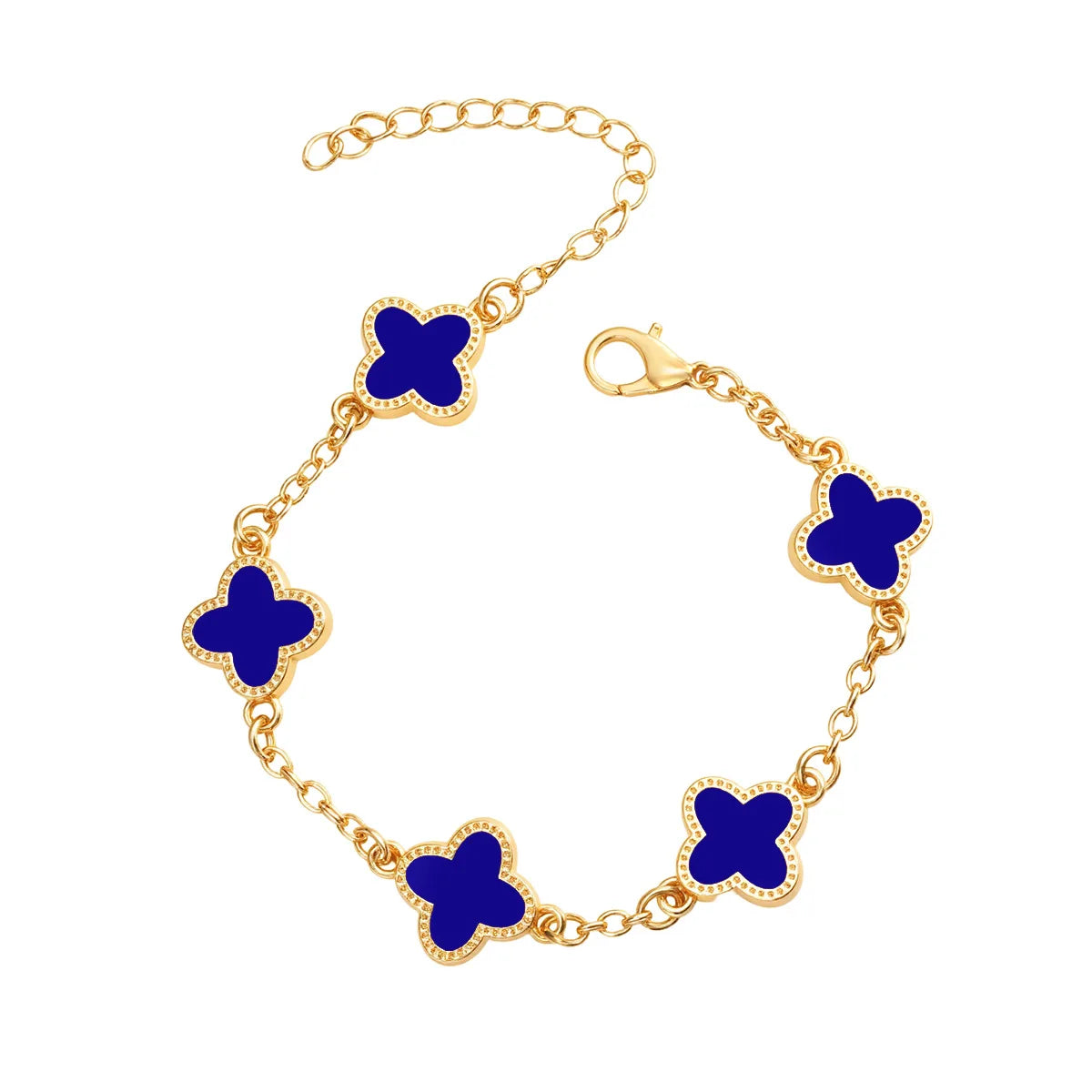 925 Silver Selling Gold Plated Clover Charm Bracelet