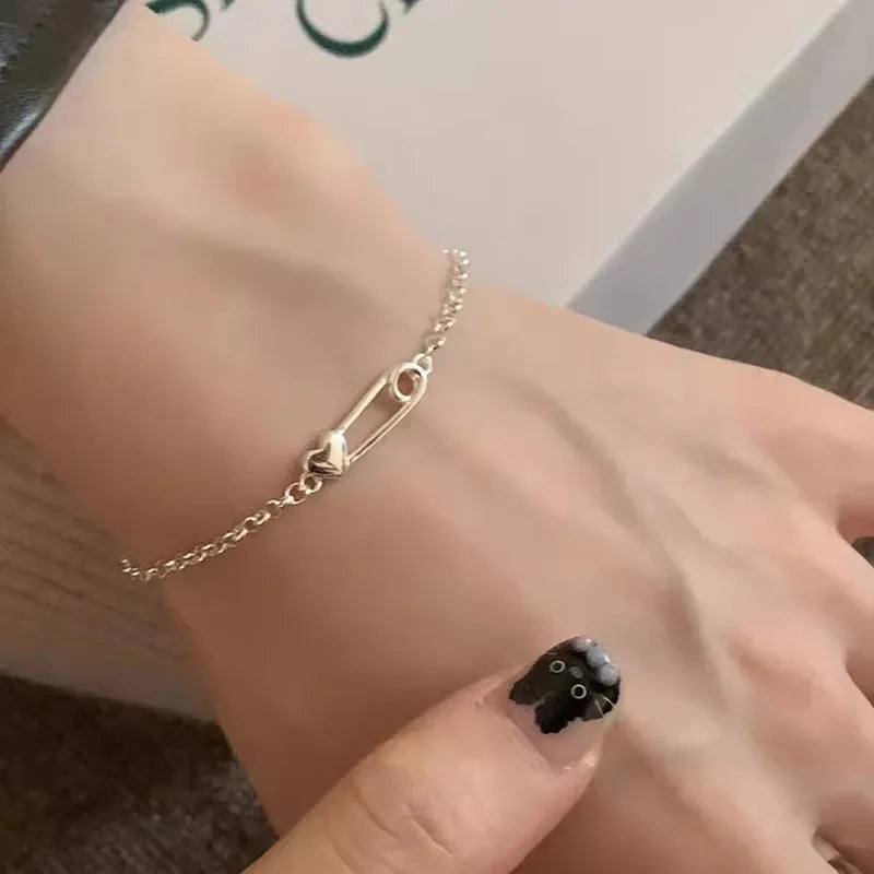 925 Sterling Silver Zircon Love Heart Bracelet