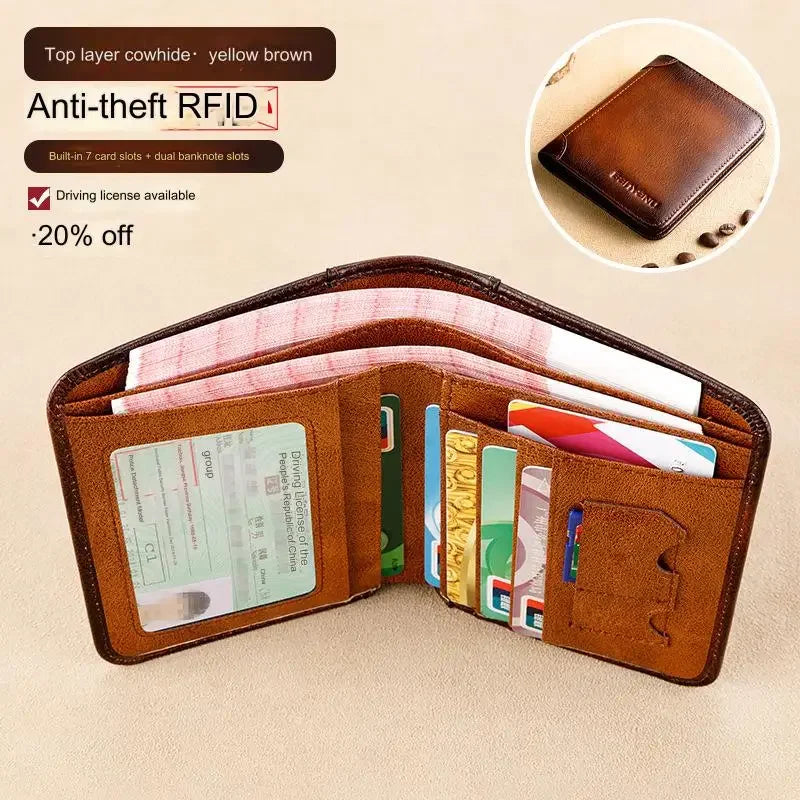 Genuine Leather Wallets RFID Blocking