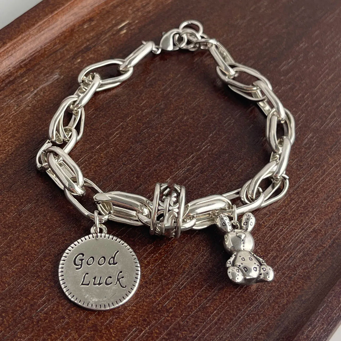 925 Sterling Silver Bracelets with Rabbit Charm