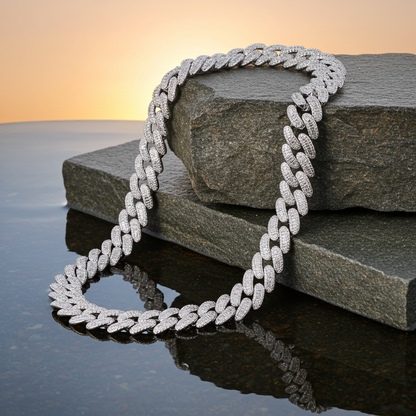 15mm Zircon Cuban Link Chain & Bracelet