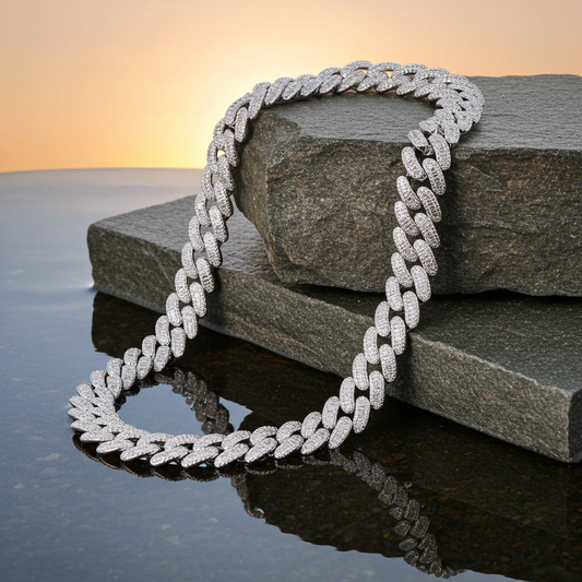 15mm Zircon Cuban Link Chain & Bracelet