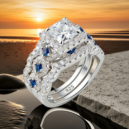 2.6Ct Princess Cut White Blue CZ