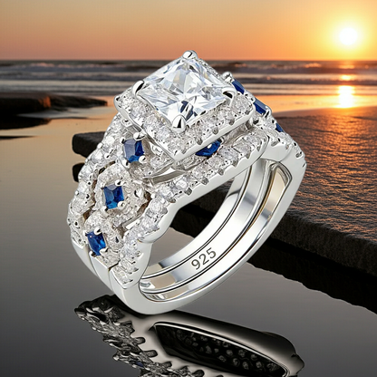 2.6Ct Princess Cut White Blue CZ