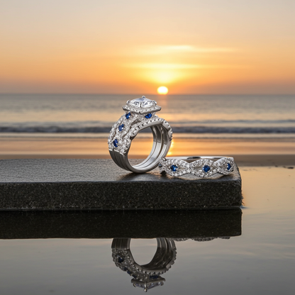 2.6Ct Princess Cut White Blue CZ