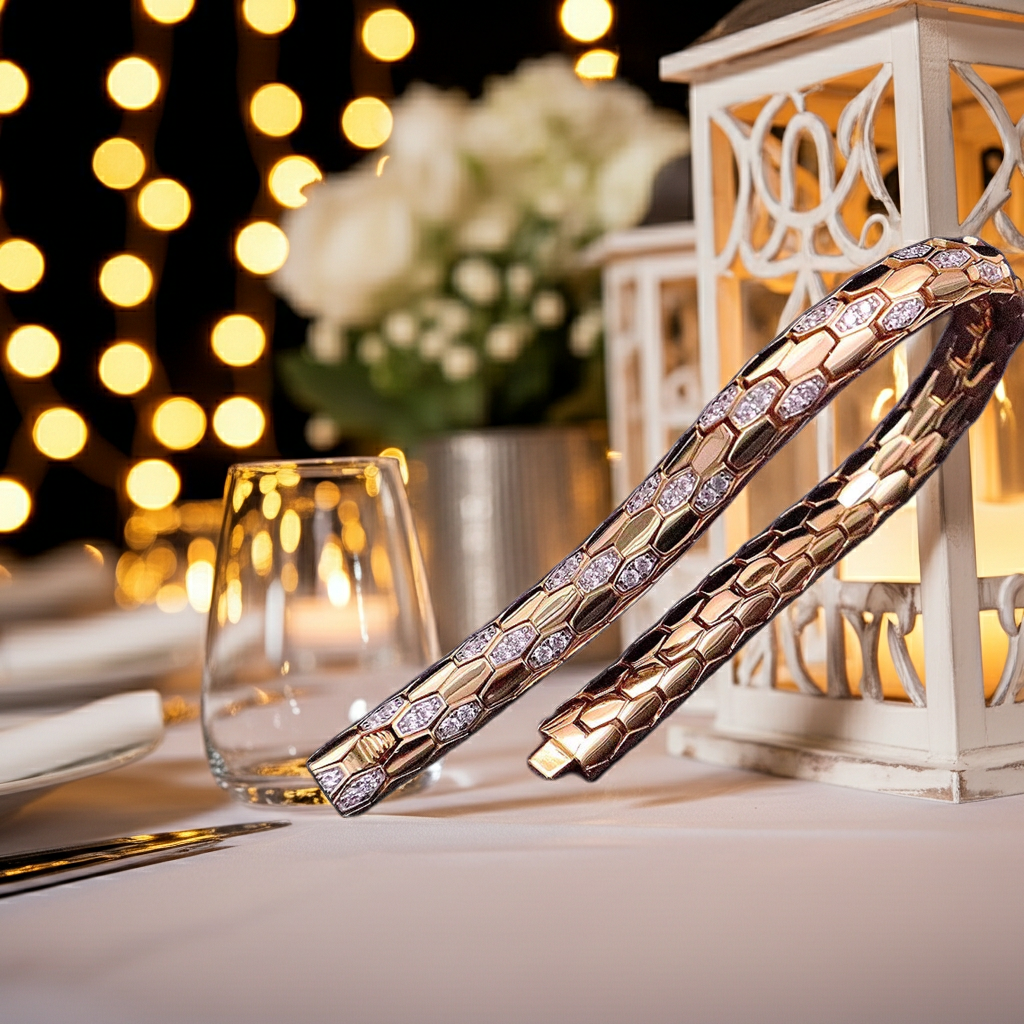 925 Silver Gold-plated Snake Bone Bracelet
