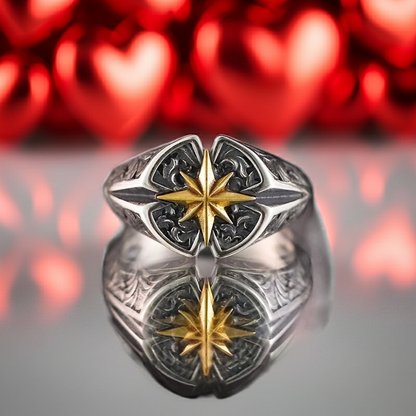 925 Sterling Silver Vintage North Star Ring