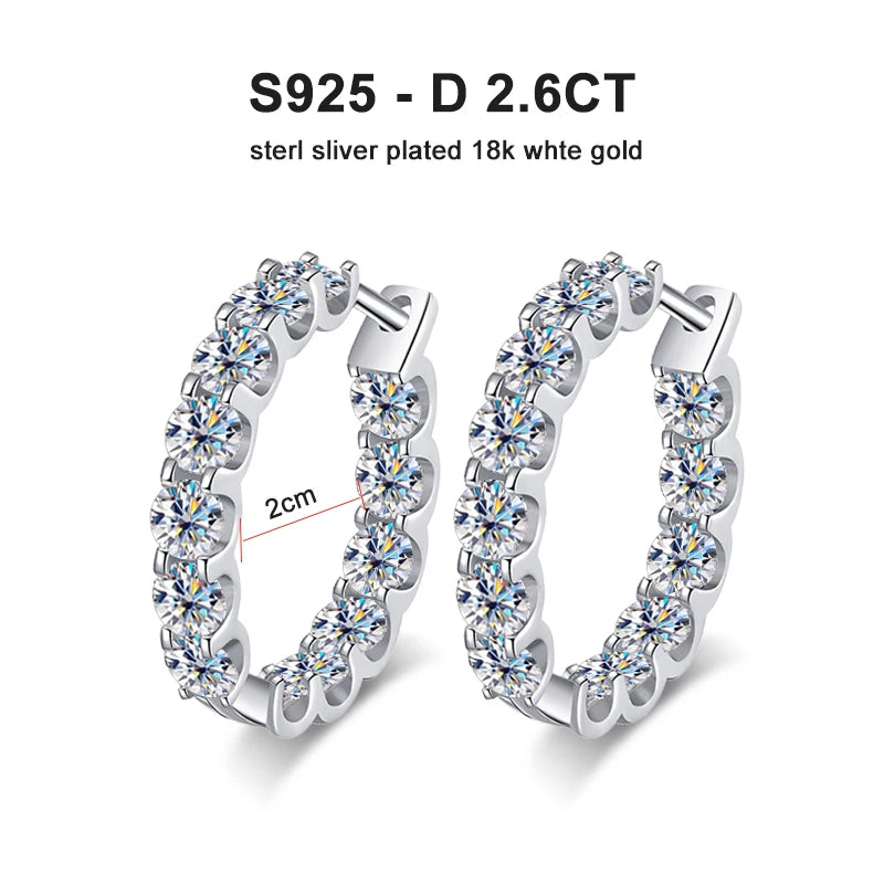 S925 2.6ct D Color Moissanite Earring