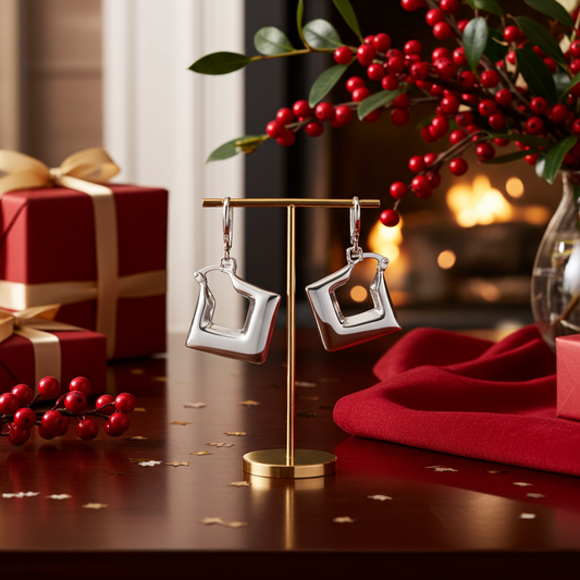 S925 Rhombus Hoop Earring