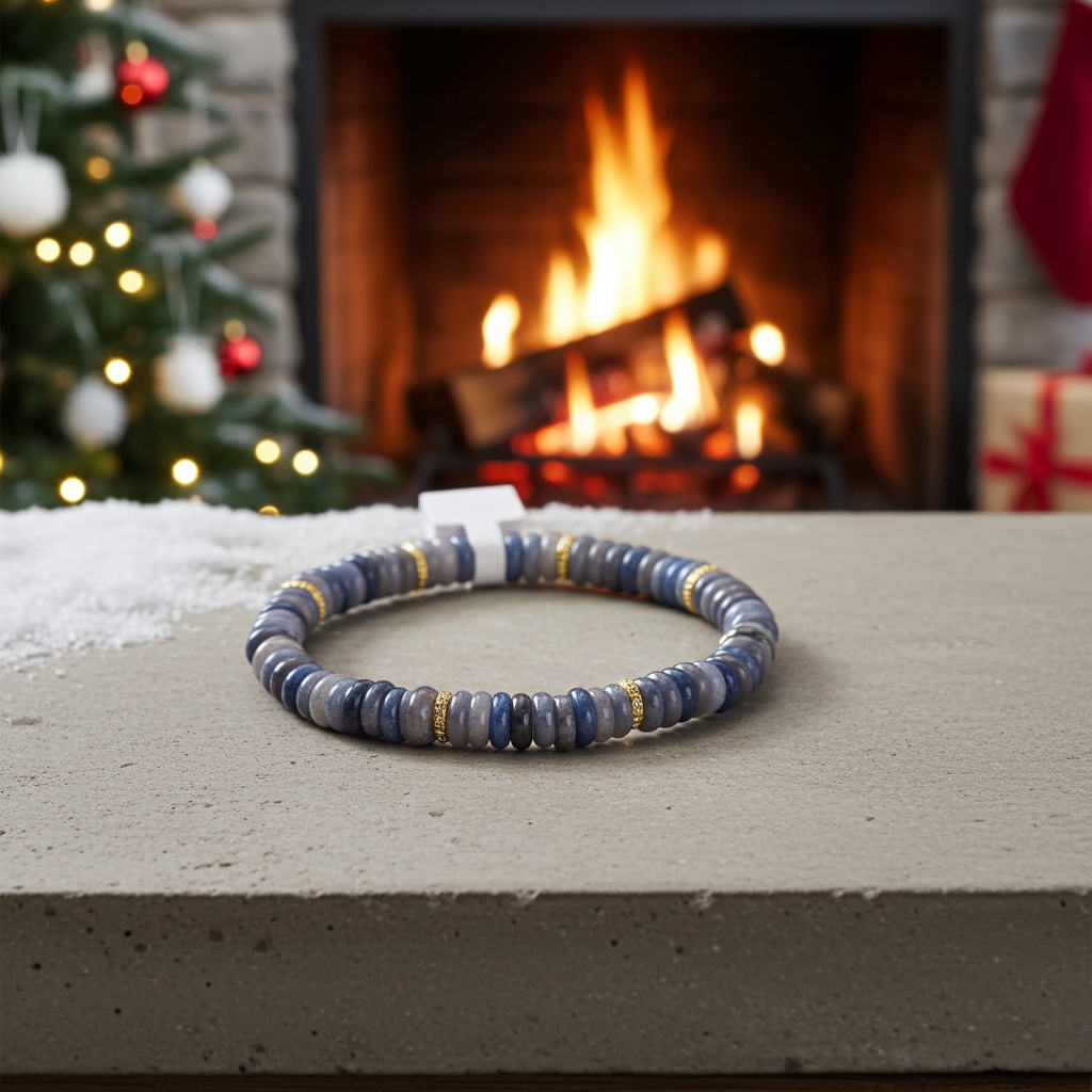 Natural Blue Chalcedony Abacus Beads Bracelet