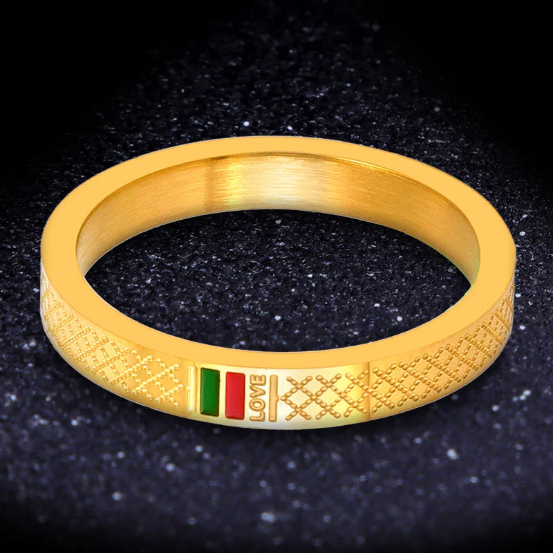 Luxury Green Red Enamel Ring
