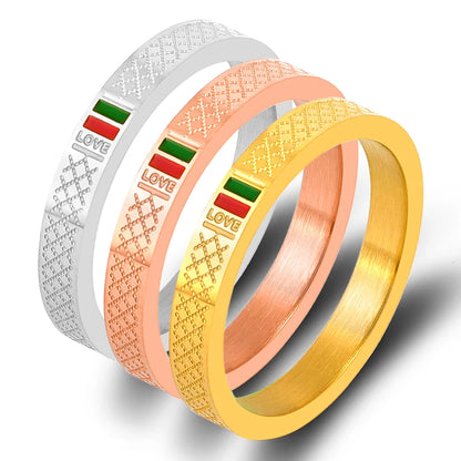 Luxury Green Red Enamel Ring