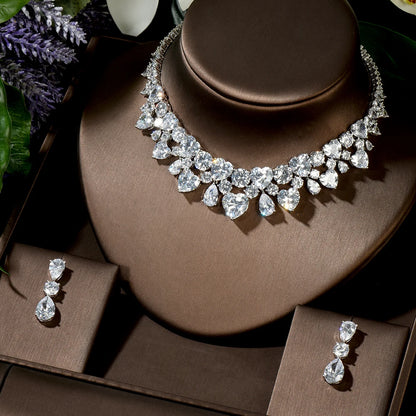 Heart Shape Cubic Zircon Crystal Bridal Set