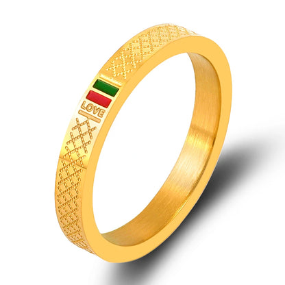 Luxury Green Red Enamel Ring