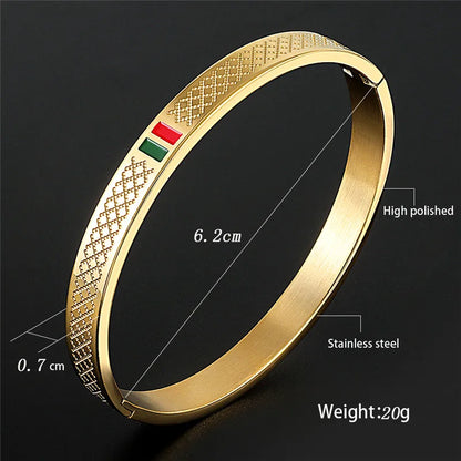 Green Red Cuff Stainless Steel Bracelet