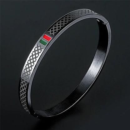 Green Red Cuff Stainless Steel Bracelet