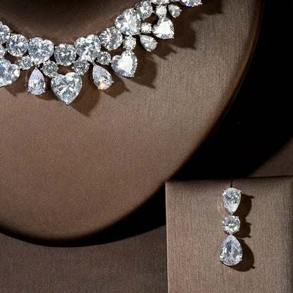 Heart Shape Cubic Zircon Crystal Bridal Set