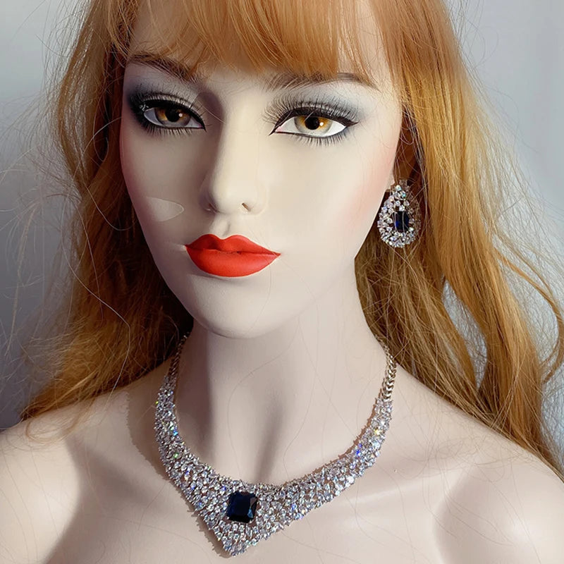 CZ Crystal Necklace Earrings Set