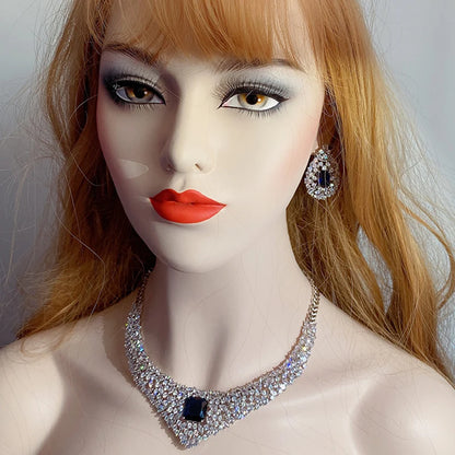 CZ Crystal Necklace Earrings Set