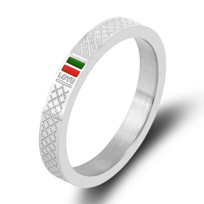 Luxury Green Red Enamel Ring