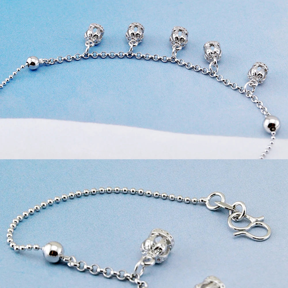 S925 Silver Crown Pendant Anklet