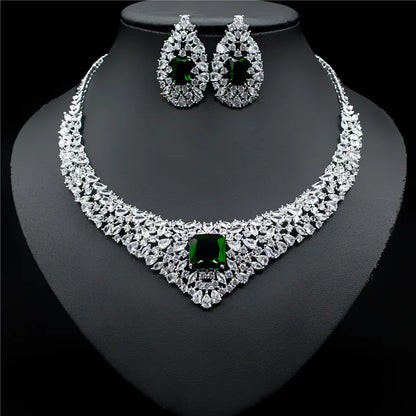 CZ Crystal Necklace Earrings Set