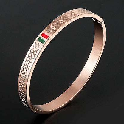 Green Red Cuff Stainless Steel Bracelet