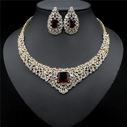 CZ Crystal Necklace Earrings Set