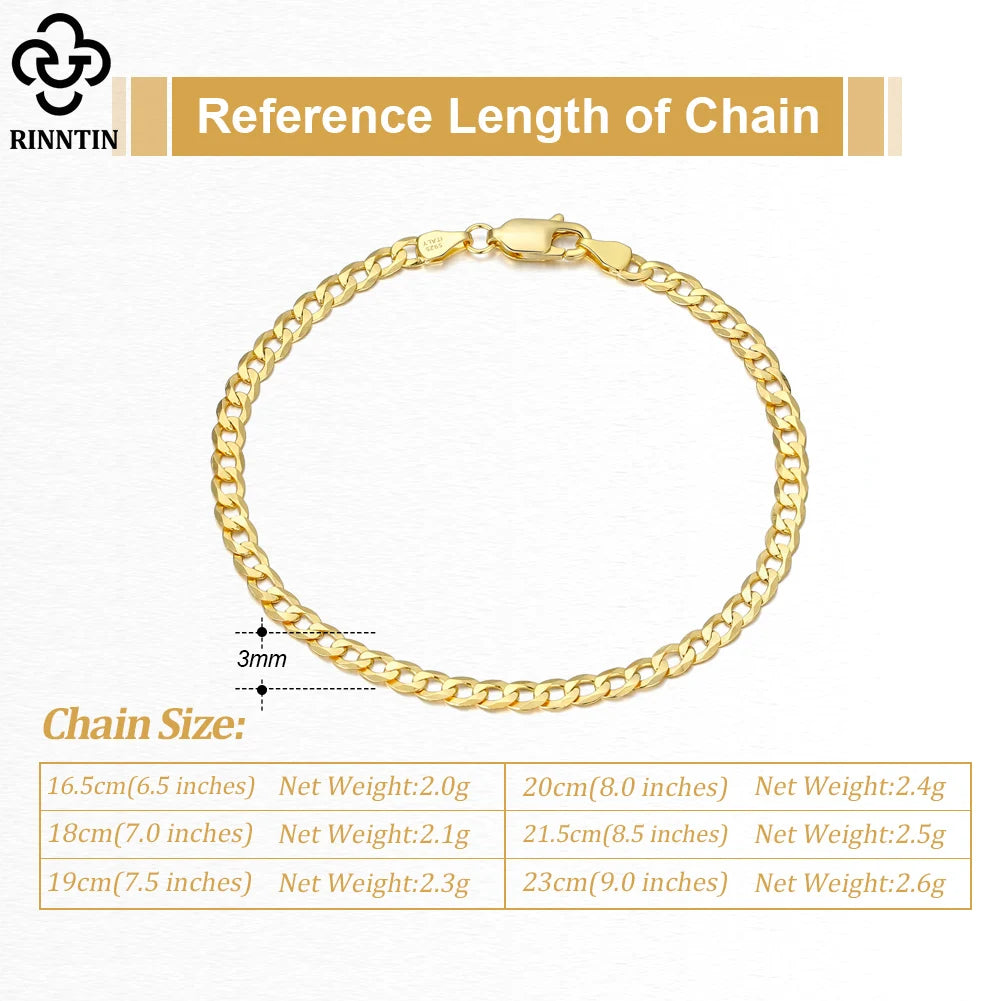 18K Gold Over 925 Sterling Silver Italian Cuban Bracelet