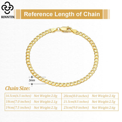 18K Gold Over 925 Sterling Silver Italian Cuban Bracelet