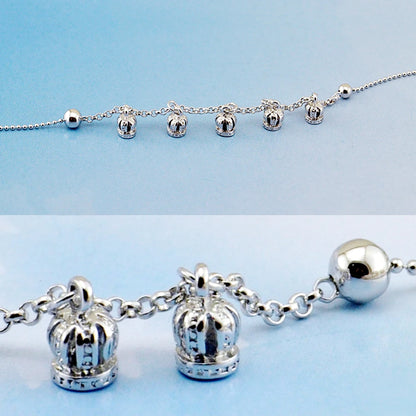 S925 Silver Crown Pendant Anklet