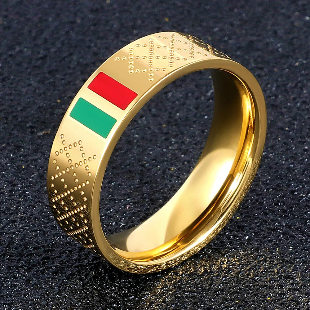 Luxury Green Red Enamel Ring