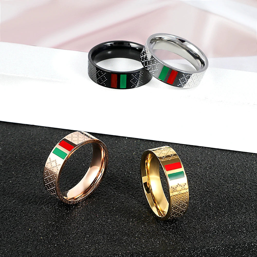 Luxury Green Red Enamel Ring