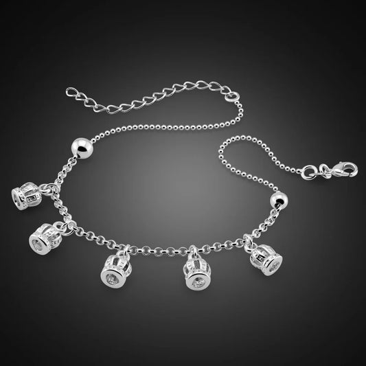 S925 Silver Crown Pendant Anklet