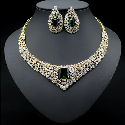 CZ Crystal Necklace Earrings Set