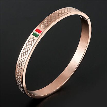 Green Red Cuff Stainless Steel Bracelet
