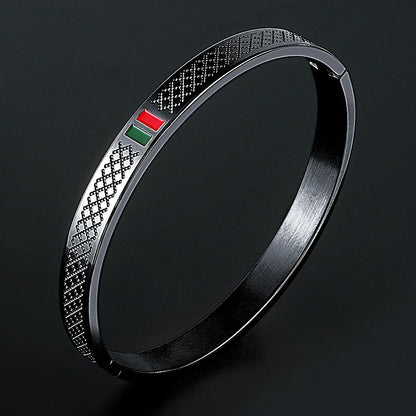 Green Red Cuff Stainless Steel Bracelet