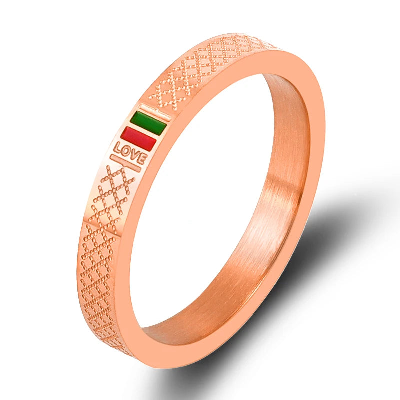 Luxury Green Red Enamel Ring