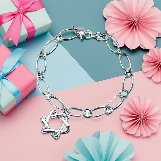 S925 Oval Chain Hollow Star Bracelet
