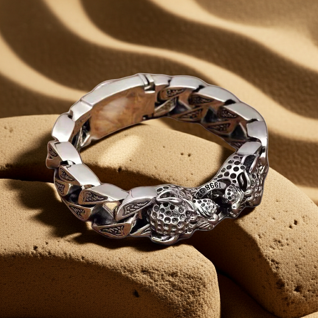 S925 Double Leopard Men's Bracelet