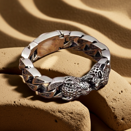 S925 Double Leopard Men's Bracelet