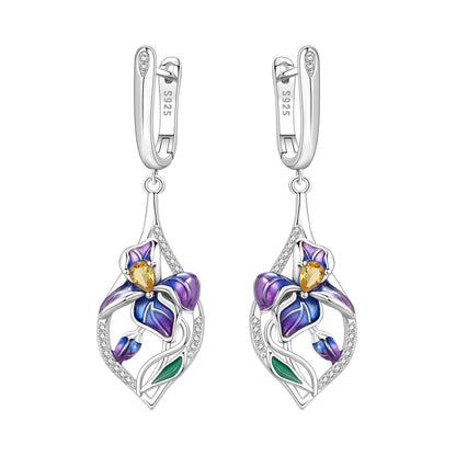 Original S925 Blue Iris Flower Earrings