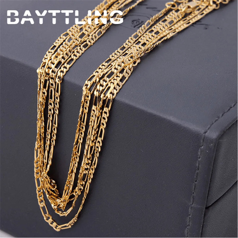 925 Silver 18K Necklace 4mm Figaro